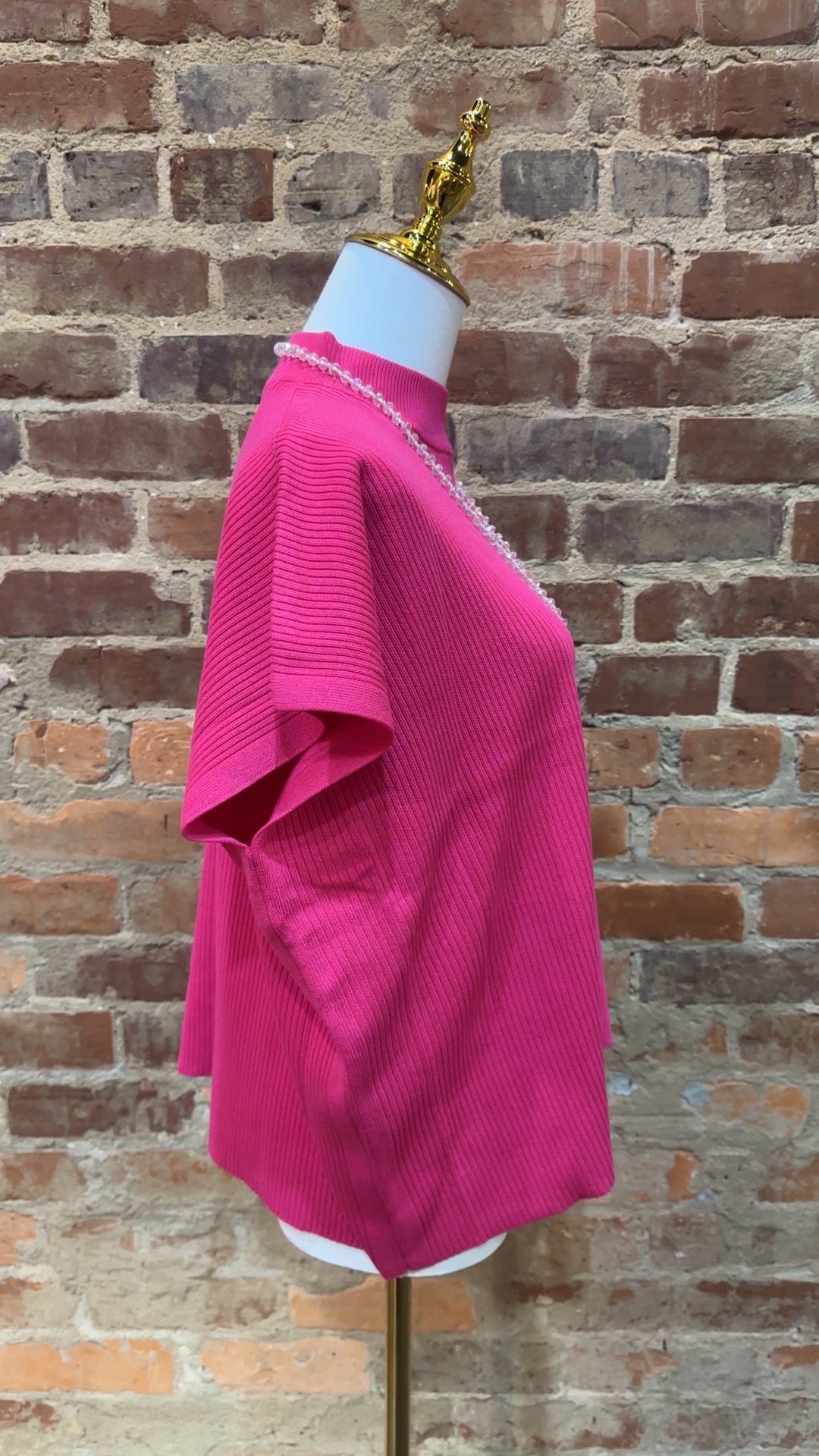 The Bailey Mock Neck Top, Hot Pink