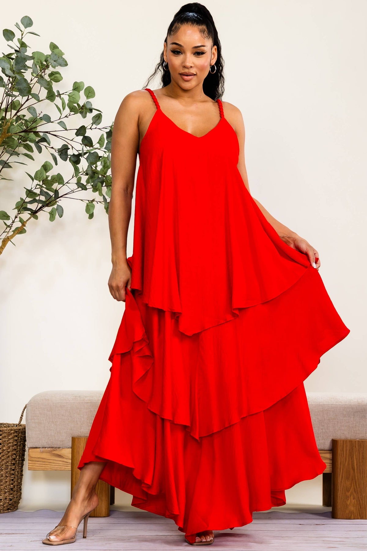 The Red Tiered Maxi Dress