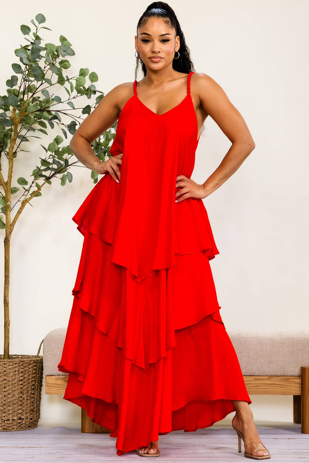 The Red Tiered Maxi Dress