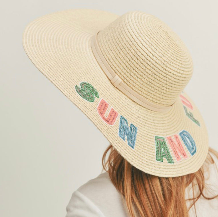 Straw Sun Hat With Sequin 'Sun And Fun'